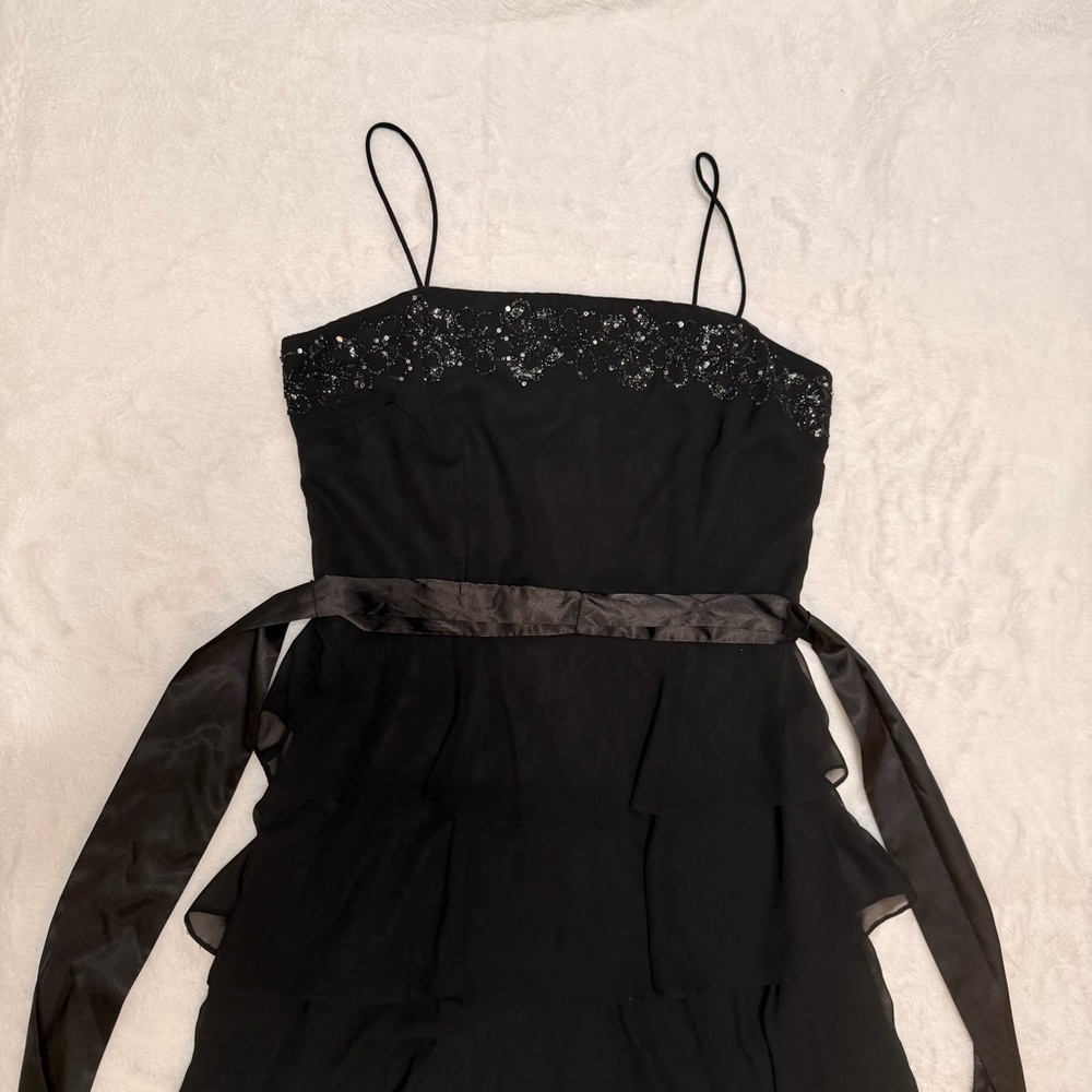 S.L. Fashions Vintage Black Sequin Beaded Cocktail Dress Size 8 Y2K Whimsigoth - Picture 5 of 13